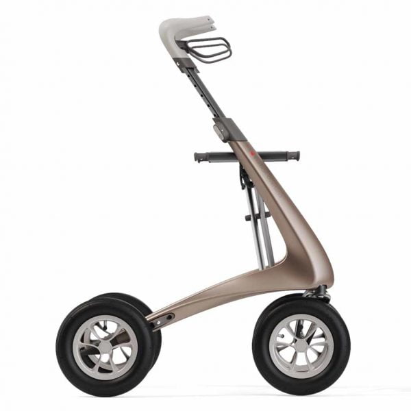 Rollator Carbon Overland zijkant bruin van Thuiszorgwinkel.nl