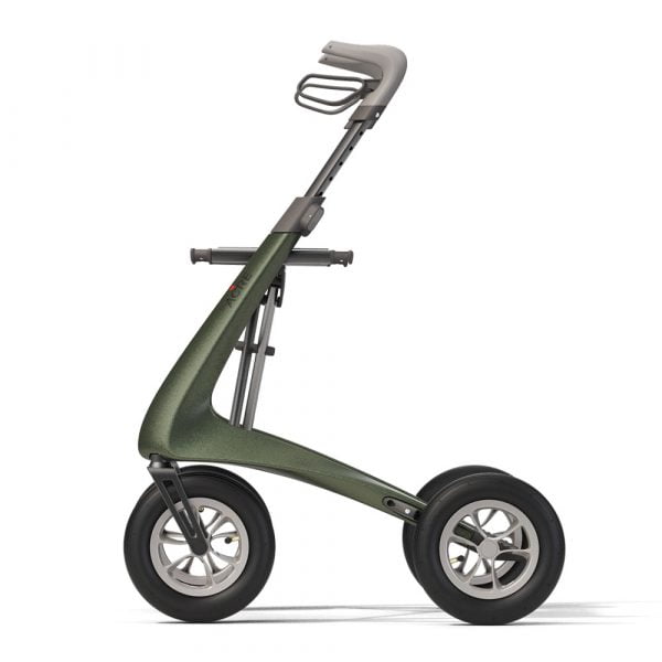 Rollator Carbon Overland Groen van de zijkant van Thuiszorgwinkel.nl