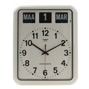 BQ12A kalenderklok van het merk Twemco in de kleur wit