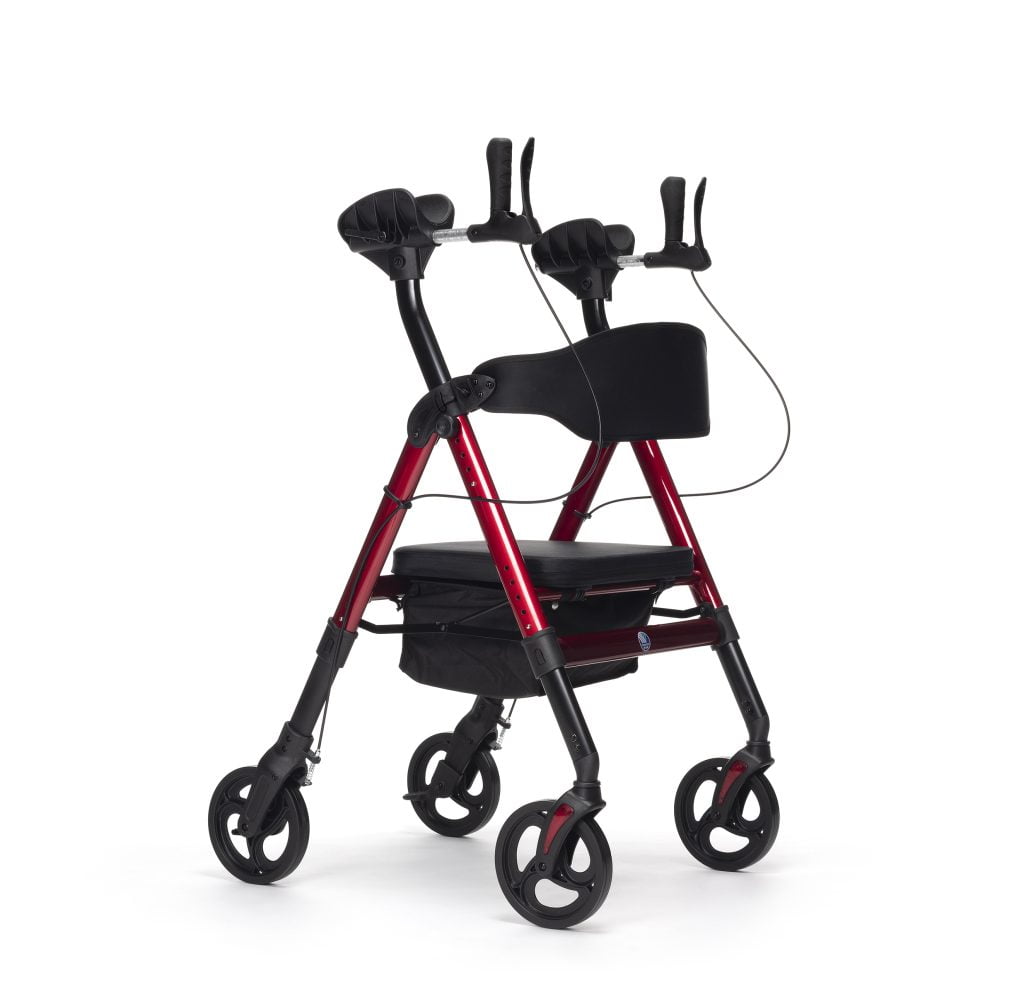 Goliat Atro rollator met armschalen voor gewicht tot 200 kg in de kleur rood