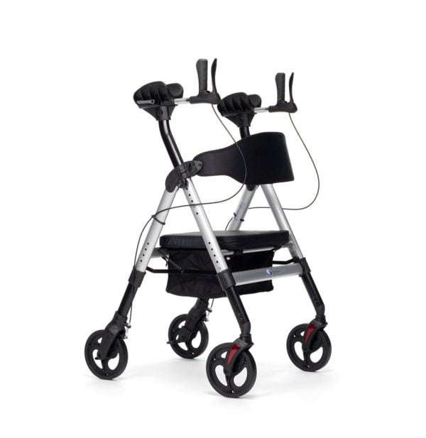 Goliat Atro rollator met armschalen voor gewicht tot 200 kg in de kleur zilver