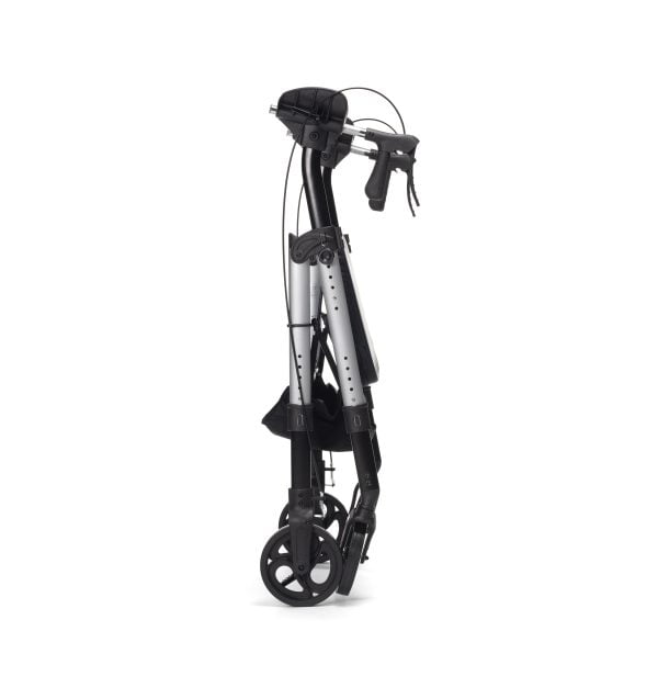 Goliat Atro rollator met armschalen voor gewicht tot 200 kg in de kleur zilver ingeklapt