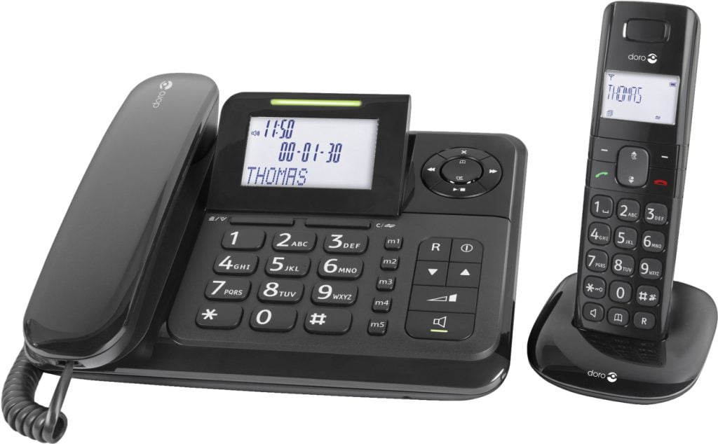 De gebruiksvriendelijke Doro Comfort 4005 is ideaal als u op zoek bent naar draadloze en vaste telefoons die goed samenwerken en mooi bij elkaar passen. Doordat het DECT-basisstation in de vaste telefoon zit ingebouwd, heeft uw draadloze handset een kleine oplaadbasis. Deze is uit te breiden tot maximaal 4 draadloze telefoons.