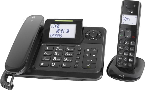 De gebruiksvriendelijke Doro Comfort 4005 is ideaal als u op zoek bent naar draadloze en vaste telefoons die goed samenwerken en mooi bij elkaar passen. Doordat het DECT-basisstation in de vaste telefoon zit ingebouwd, heeft uw draadloze handset een kleine oplaadbasis. Deze is uit te breiden tot maximaal 4 draadloze telefoons.