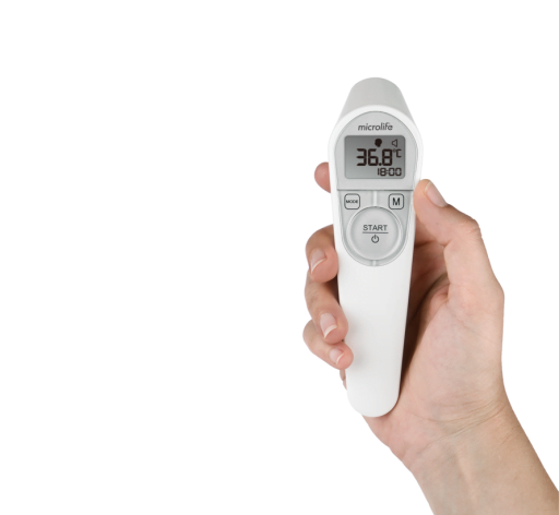 De Microlife NC 200 contactloze thermometer verricht automatisch een temperatuurmeting op een afstand van maximaal 5 cm.
