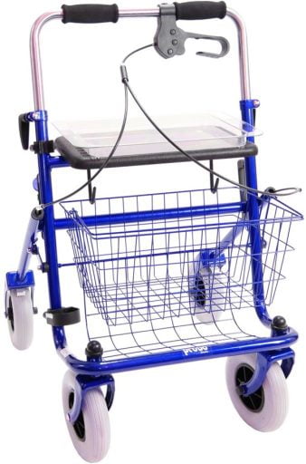 Provo_eenzijdige_rem_rollator_met_duwbeugel_thuiszorgwinkel.nl_blauw_links Rollator met duwbeugel en eenzijdige rem in kleur blauw linker rem