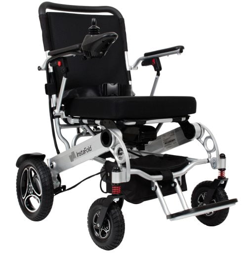 elektrische_rolstoel__instafold_zilvergrijs_thuiszorgwinkel.nl Elektrische rolstoel Instafold van het merk Drive medical opvouwbaar binnen enkele seconden