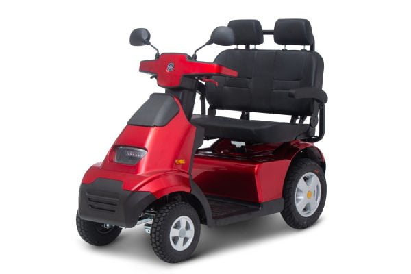 Scootmobiel S4 van het merk Afikim in de kleur rood met dubbele zitting