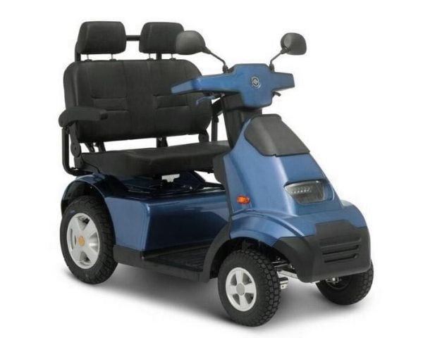 Scootmobiel S4 van het merk Afikim in de kleur blauw met dubbele zitting