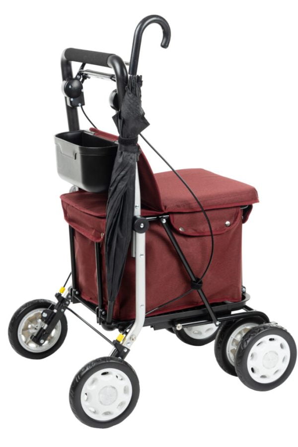 Boodschappenrollator in de kleur rood zijzijde