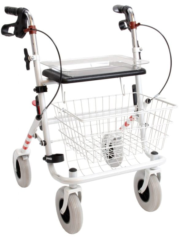 Premis rollator standaard in de kleur Wit met rode strepen