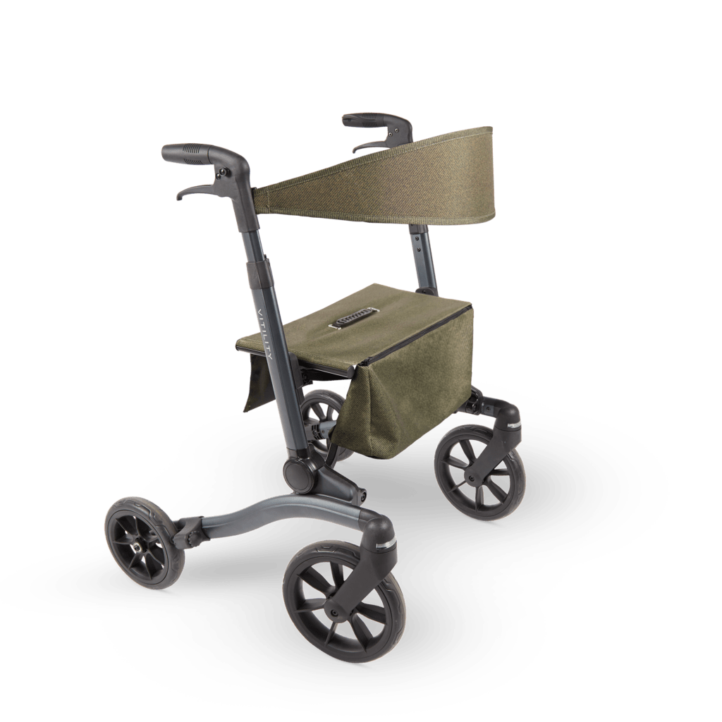Rollator Vitility is dubbel opvouwbaar in de kleur forest green.