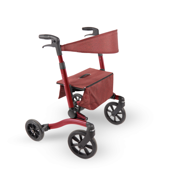 Rollator Vitility is dubbel opvouwbaar in de kleur sequoa red