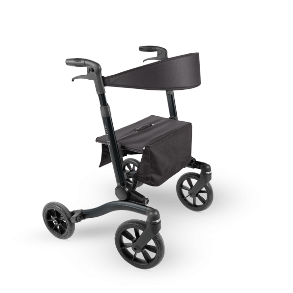 Rollator Vitility is dubbel opvouwbaar in de kleur charcoal black