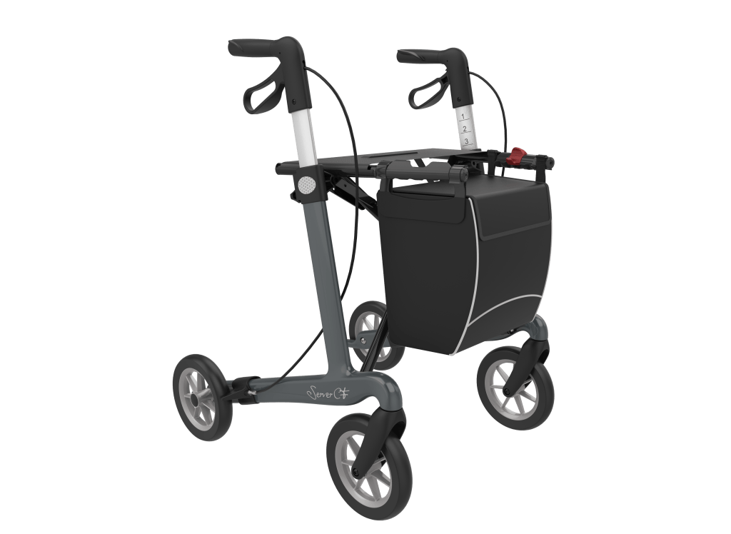 Superlichte rollator server CF carbon in de kleur antracietgrijs