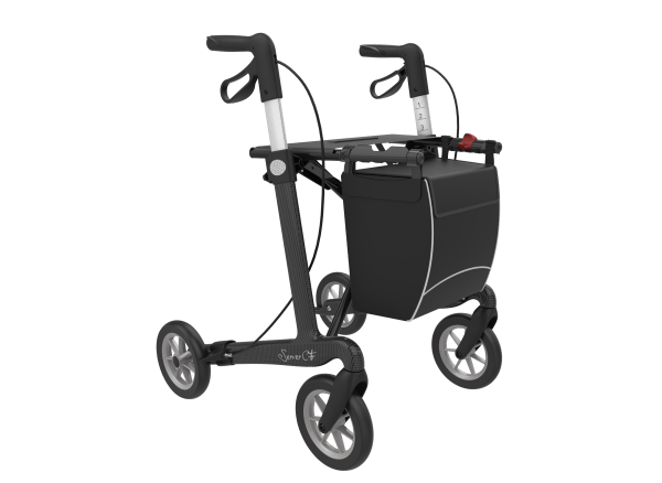 Superlichte rollator server CF carbon in de kleur Zwart