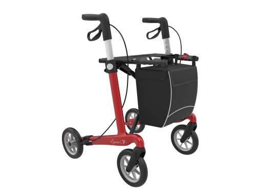 Superlichte rollator server CF carbon in de kleur Rood