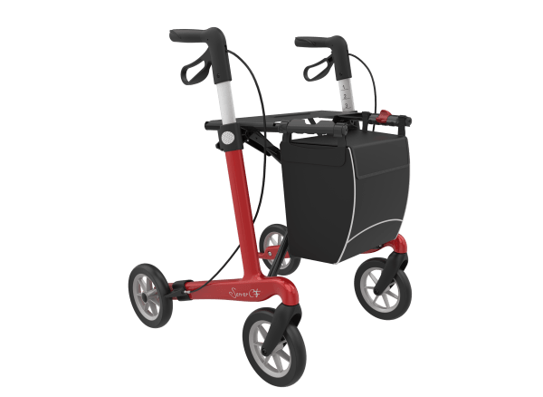 Superlichte rollator server CF carbon in de kleur Rood
