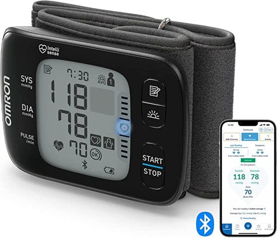 Dit is de RS7 Intelli IT pols bloeddrukmeter van het merk Omron in het zwart