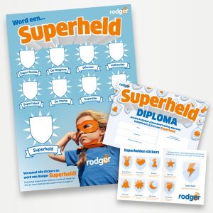 Rodger Superheld beloning pakket inclusief stickervel en diploma