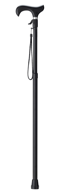 Wandelstok met drukknopverstelling zodat u deze met 1 handige knop op de juiste hoogte instelt.