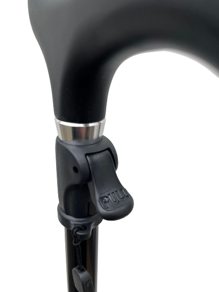 Wandelstok met drukknopverstelling zodat u deze met 1 handige knop op de juiste hoogte instelt.