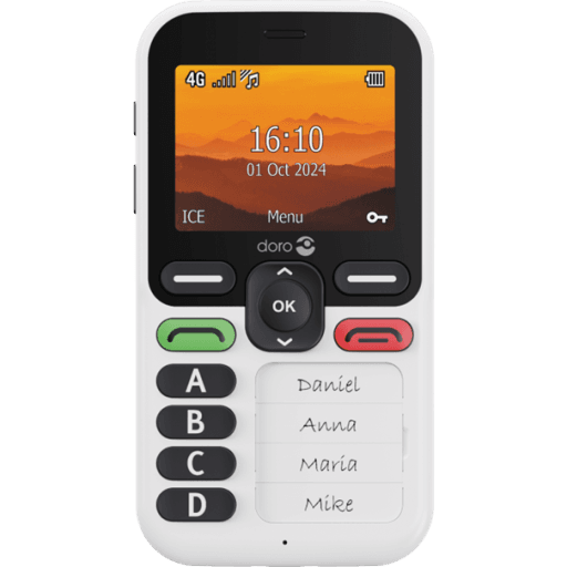 Leva X10 los thuiszorgwinkel.nl.jpg Doro leva X10 telefoon met eenvoudige bediening in de kleur zwart met wit