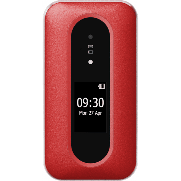 Doro leva L30 in de kleur rood-wit met extern scherm.